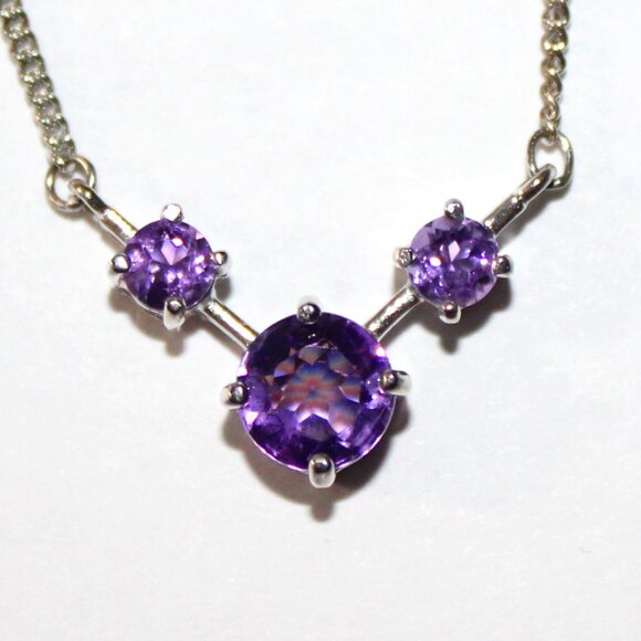 Sterling Silver Amethyst Necklace - Picture 1 of 6